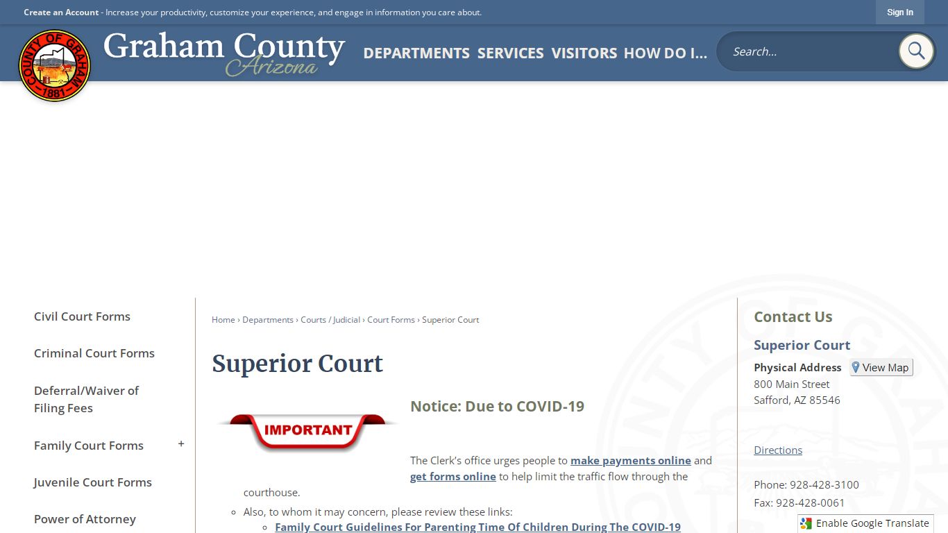 Superior Court | Graham County, AZ